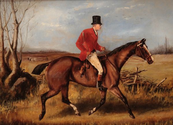 ENGLISH SCHOOL A HUNTSMAN SEATED ON HIS TROTTING HORSE