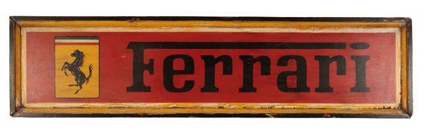 FERRARI: A DECORATIVE VINTAGE PAINTED WOOD WALL SIGN