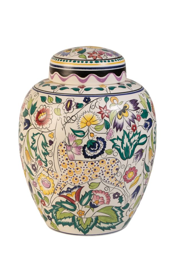 POOLE POTTERY "PERSIAN DEER" GINGER JAR AND COVER