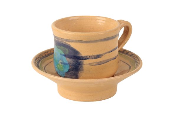 •QUENTIN BELL (1910-1996) FOR FULHAM POTTERY: A STONEWARE CABINET CUP AND SAUCER