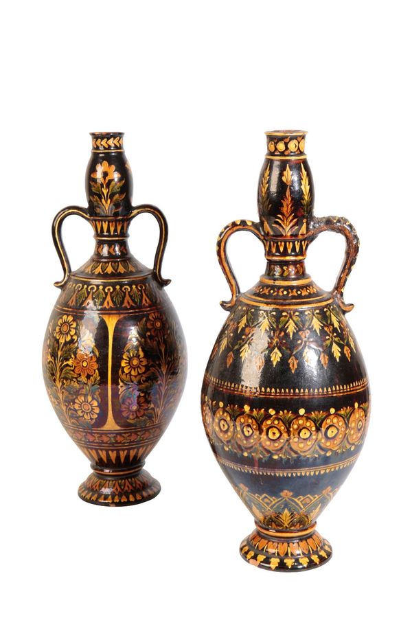 BOMBAY SCHOOL OF ART: A PAIR OF EARTHENWARE VASES