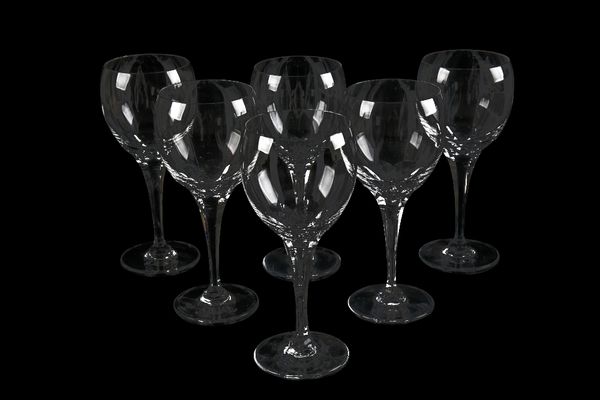 LALIQUE: A SET OF SIX "TUILERIES" CRYSTAL WINE GLASSES