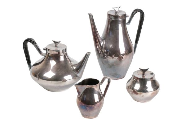 JOHN PRIP FOR REED & BARTON: A SILVER PLATED FOUR-PIECE TEA SET