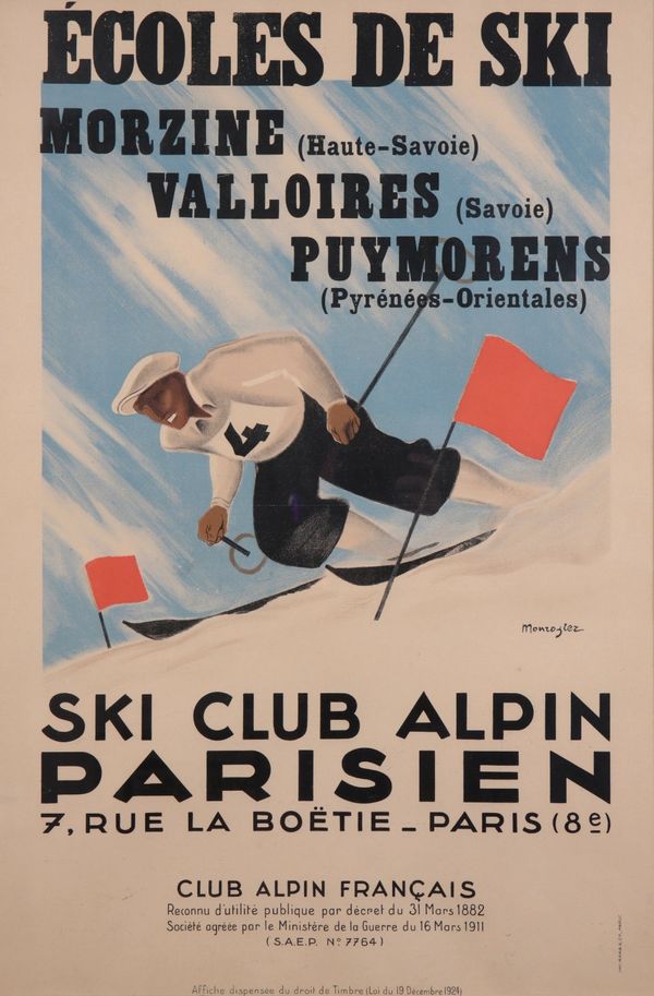 AFTER MONROZIER (19th/20th century) 'Ecoles de Ski' A vintage French Skiing poster