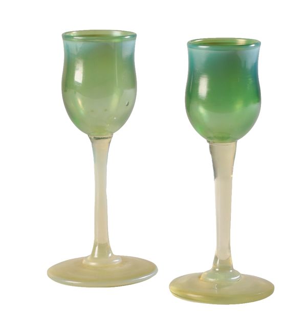 TIFFANY & CO: TWO "FAVRILE" LIQUEUR GLASSES