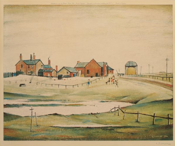 •LAURENCE STEPHEN LOWRY (1887-1976) 'Landscape with farm buildings'