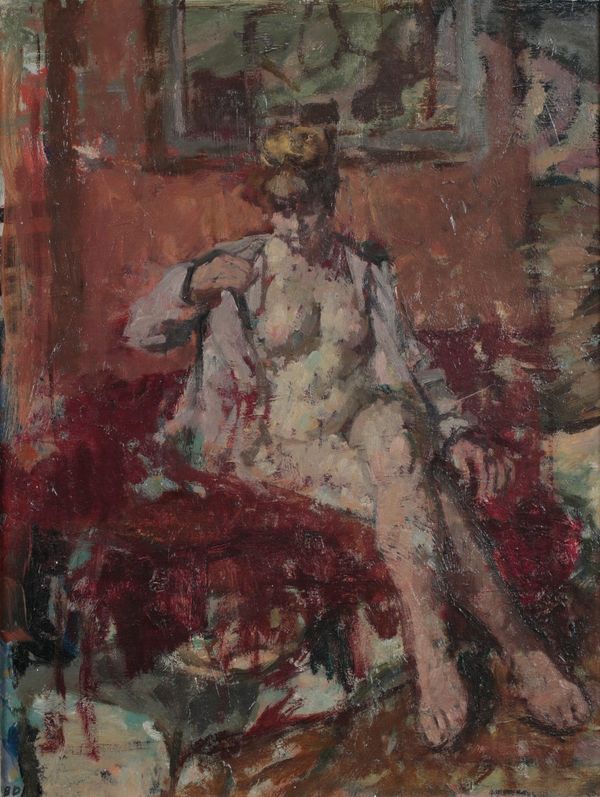 •BERNARD DUNSTAN (1920-2005) A woman seated in an interior