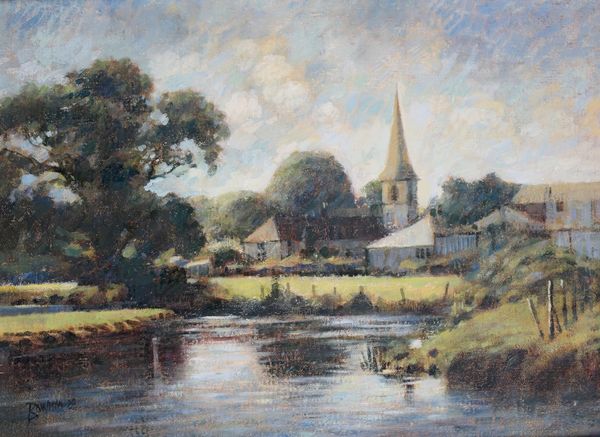 •MICHAEL BOWMAN (b. 1943) 'The Church, Bradford Peverell' 