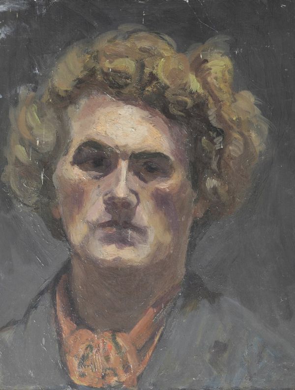 •ENGLISH SCHOOL, 20TH CENTURY A head and shoulders portrait of a stern faced figure 