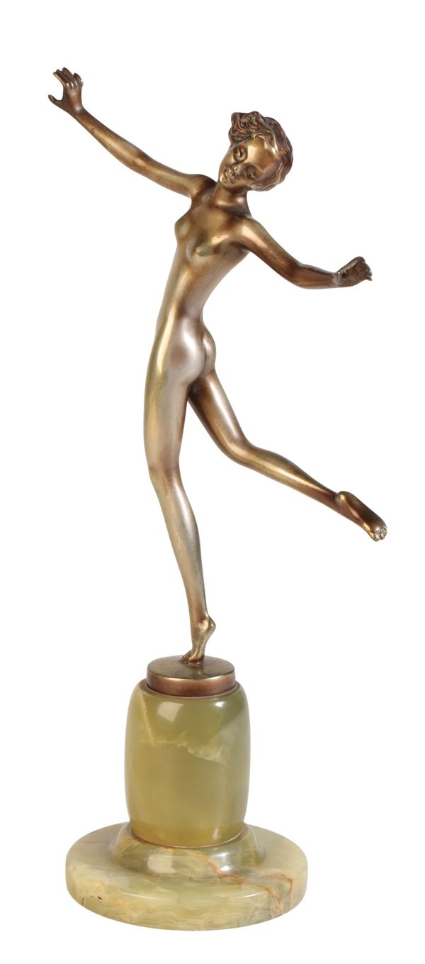 •JOSEF LORENZL (1892-1950): AN ART DECO PATINATED BRONZE SCULPTURE