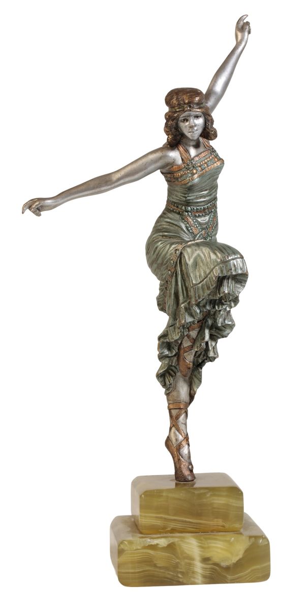 PAUL PHILIPPE (1870-1930); AN ART DECO COLD PAINTED BRONZE SCULPTURE: "RUSSIAN DANCER"