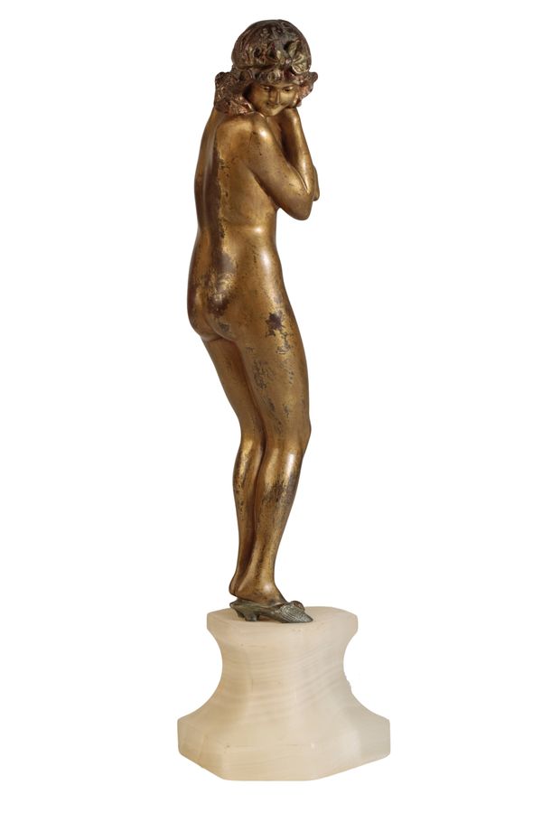 •CLAIRE JEANNE ROBERTE COLINET (1880-1950): A PATINATED COLD PAINTED BRONZE SCULPTURE