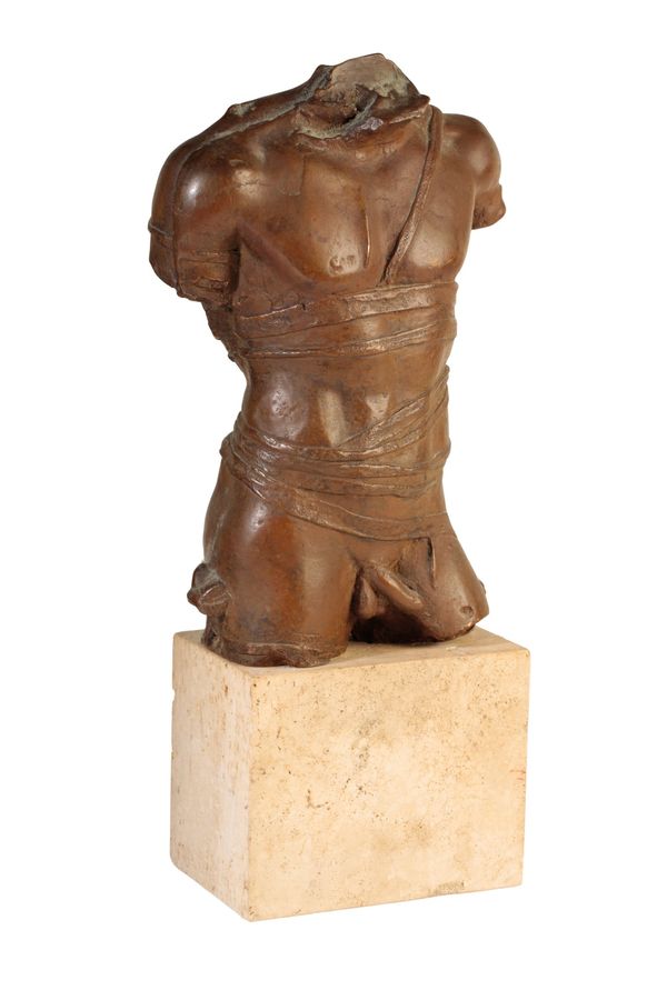 •AFTER IGOR MITORAJ (1944-2014): A BRONZE PATINATED SCULPTURE; "LE GREPOLE"