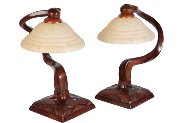 PAIR OF CONTEMPORARY HARDWOOD LAMPS