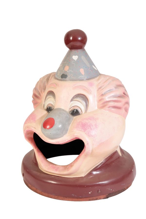 POLYCHROME PAINTED FAIRGROUND CLOWN'S HEAD ICE CREAM STAND