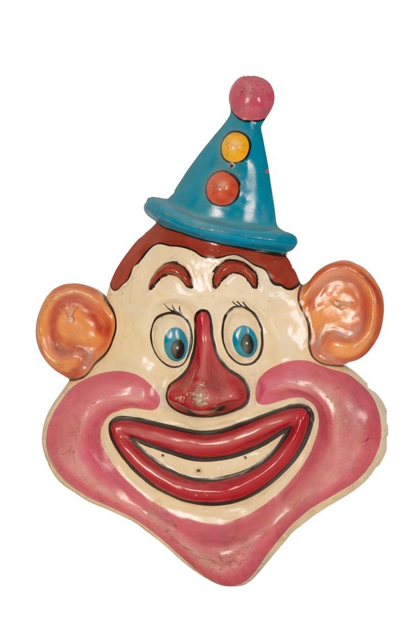 FAIRGROUND FIBREGLASS CLOWN'S HEAD WALL SIGN