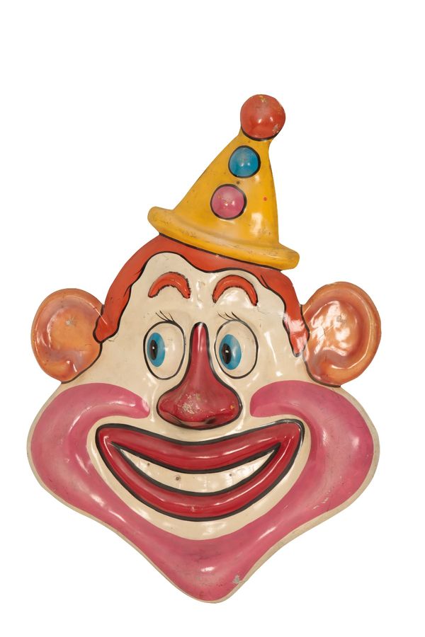 FAIRGROUND FIBREGLASS CLOWN'S HEAD WALL SIGN