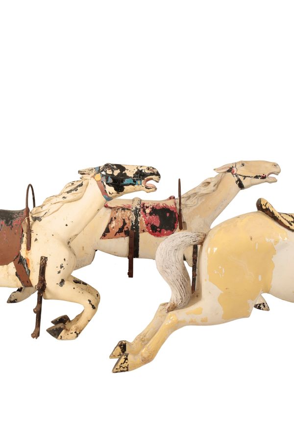 LARGE POLYCHROME PAINTED FIBREGLASS AND PLASTER FAIRGROUND CAROUSEL HORSE