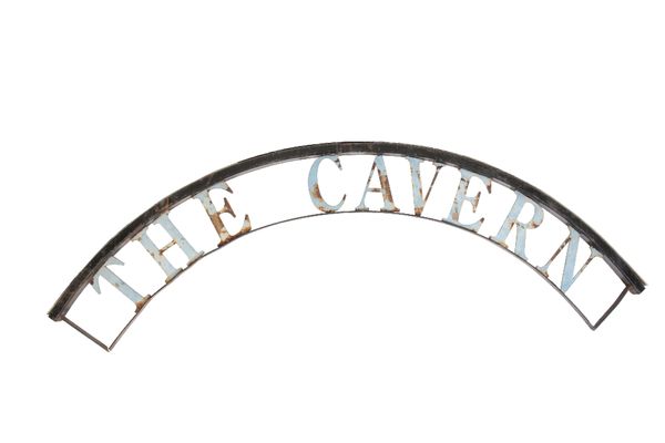 BEATLES INTEREST: A LARGE 20TH CENTURY PAINTED STEEL DISPLAY SIGN " THE CAVERN"