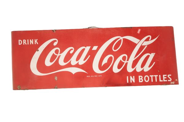 LARGE ENAMEL "COCA-COLA" METAL ADVERTISING SIGN