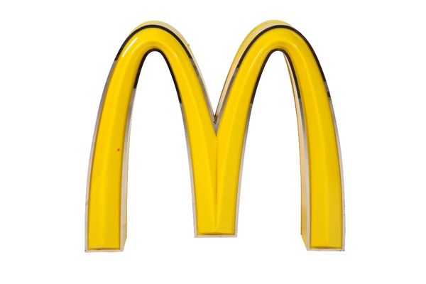 MCDONALDS ILLUMINATED "GOLDEN ARCHES" GLASS ADVERTISING SIGN