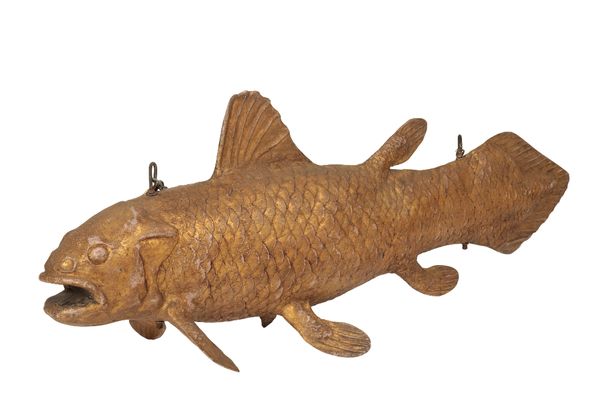 LARGE PAINTED GILT FIBREGLASS CARP SHOP ADVERTISING SIGN