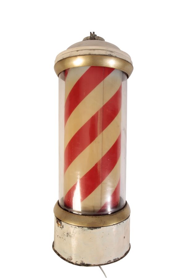 MID 20TH CENTURY BARBERS STRIPED ILLUMINATED ADVERTISING LIGHT POLE