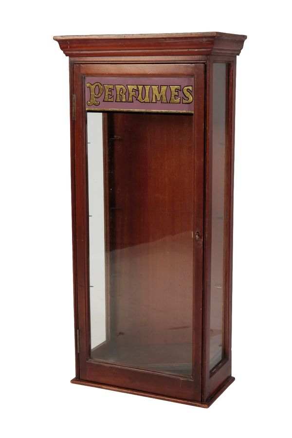 MAHOGANY SHOP DISPLAY ADVERTISING "PERFUME" CABINET