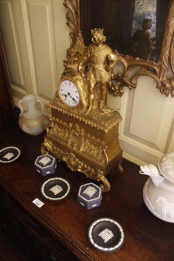 A NEO-ROCOCO GILT METAL MANTEL CLOCK