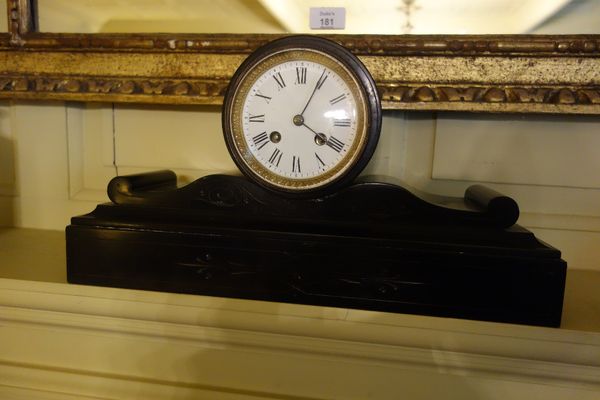 A VICTORIAN SLATE MANTEL CLOCK