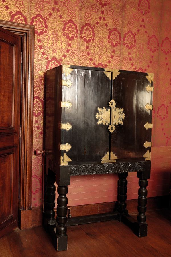 A FLEMISH EBONY AND BRASS-MOUNTED CABINET