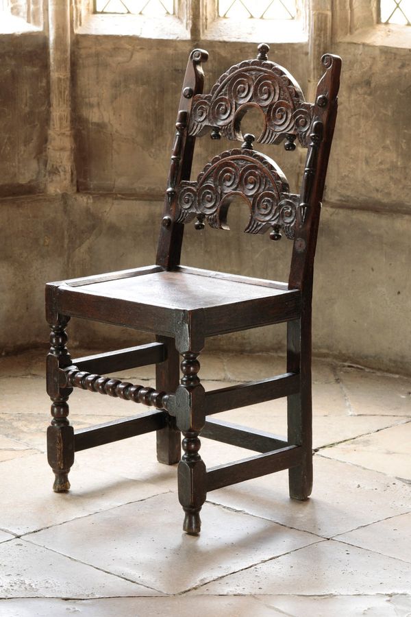 A PAIR OF CHARLES II OAK "DERBYSHIRE" TYPE CHAIRS