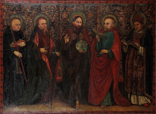 UPPER RHINE SCHOOL, circa 1430, Christ flanked by St. Benedict, St. Paul, St. Peter and St. Augustin