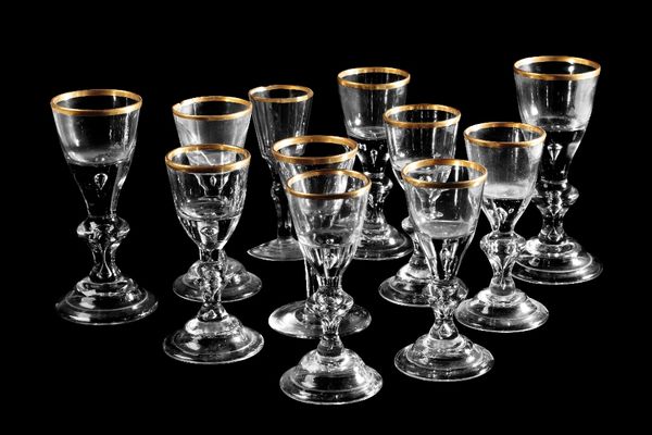 COMPOSITE SUITE OF CONTINENTAL 18TH CENTURY STYLE WINE GLASSES