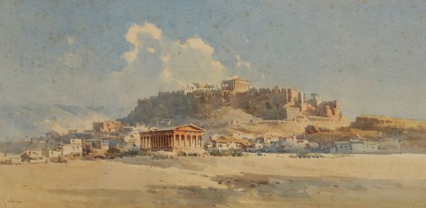 ANGELOS GIALLINA (1857-1939) View of Greek temples and buildings