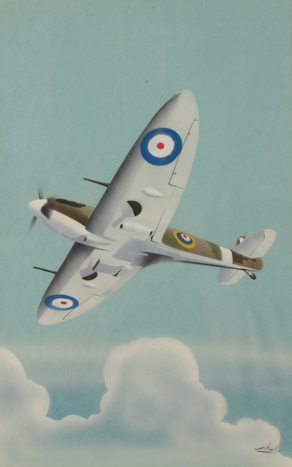 M. SITAK, (20th century) Study of a Spitfire banking