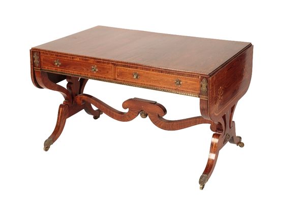 REGENCY KINGWOOD AND MARQUETRY SOFA TABLE