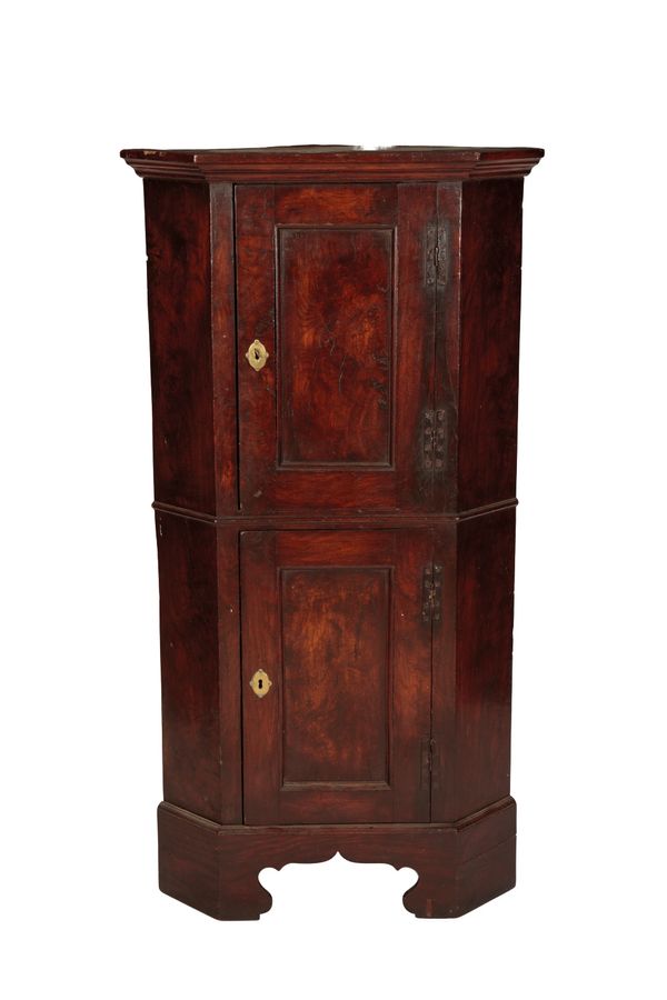 GEORGE III FRUITWOOD STANDING CORNER CUPBOARD