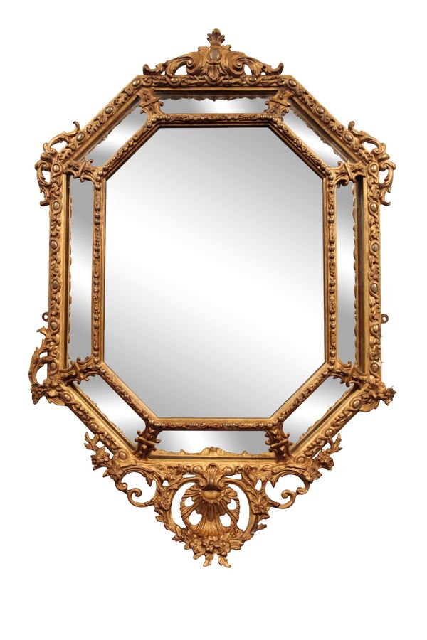 VICTORIAN GILTWOOD AND GESSO WALL MIRROR