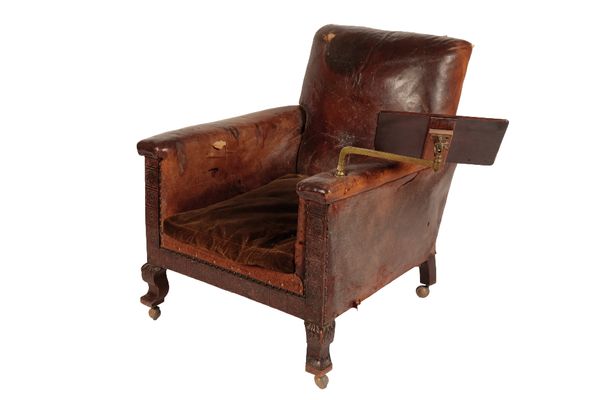 LEATHER-COVERED LIBRARY CHAIR, 1920's
