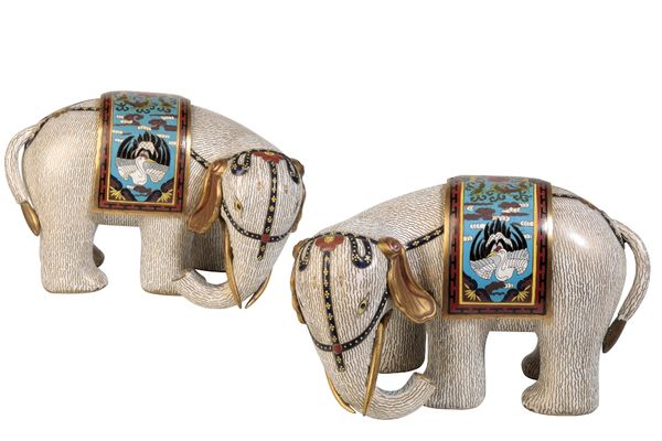 PAIR OF CLOISONNE ELEPHANTS, 20TH CENTURY