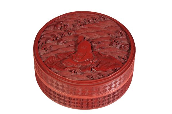 FINE CINNABAR LACQUER CIRCULAR BOX AND COVER, LATE MING / QING DYNASTY