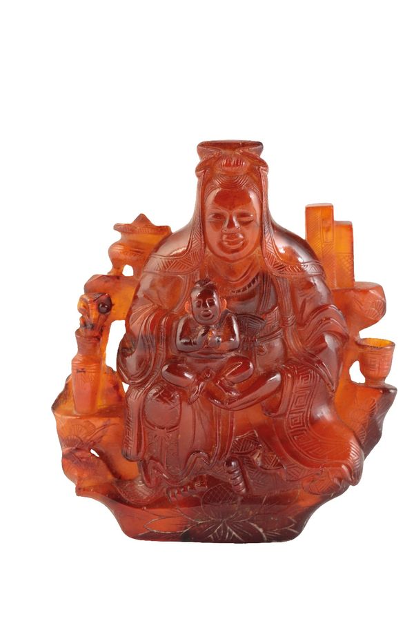 CARVED AMBER GROUP, QING DYNASTY