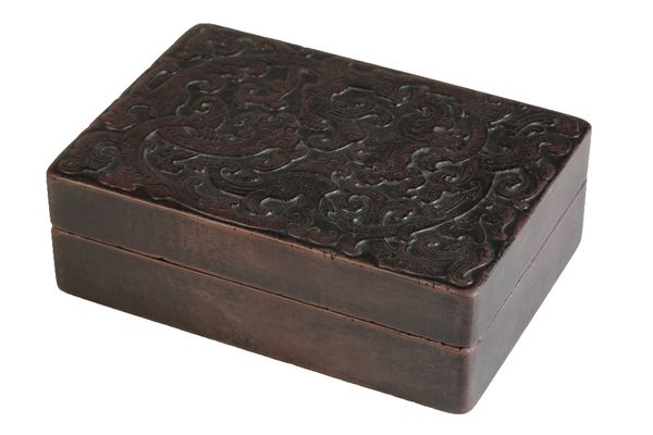 CARVED INKSTONE BOX AND COVER, LATE QING / REPUBLIC PERIOD