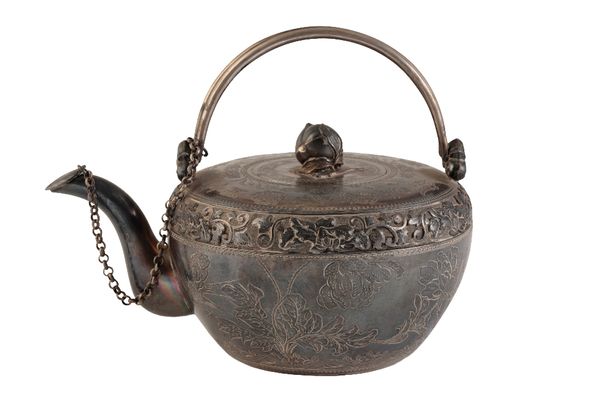 SILVER EXPORT TEAPOT, LATE QING DYNASTY