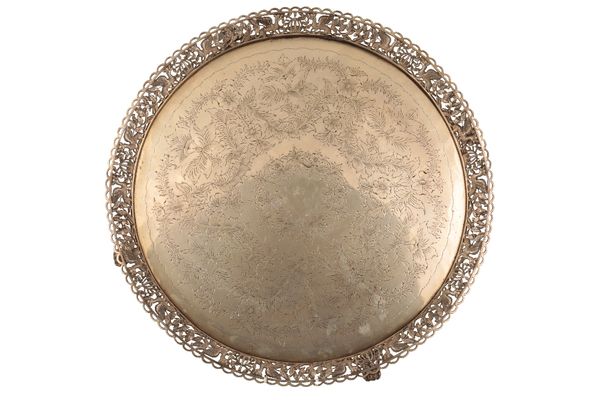 LARGE EXPORT SILVER TRAY, QING DYNASTY, 19TH CENTURY