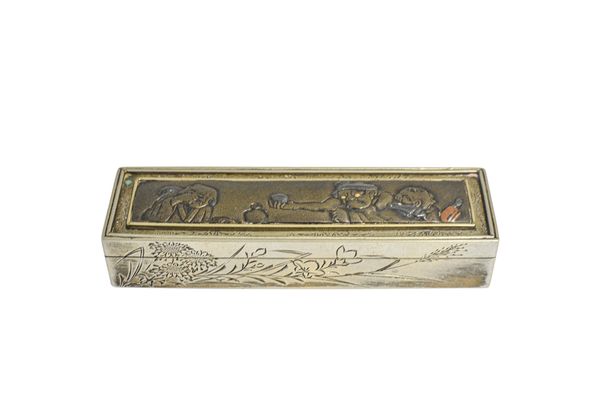 FINE JAPANESE SILVER AND MIXED METAL RECTANGULAR BOX