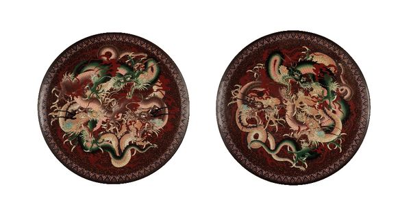 MONUMENTAL PAIR OF JAPANESE CLOISONNE CHARGERS