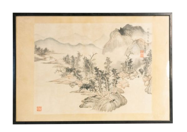 CHINESE SCHOOL SCROLL PAINTING OF MOUNTAINS