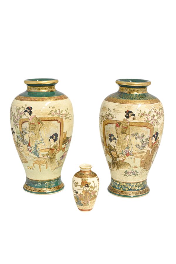 PAIR OF JAPANESE SATSUMA VASES